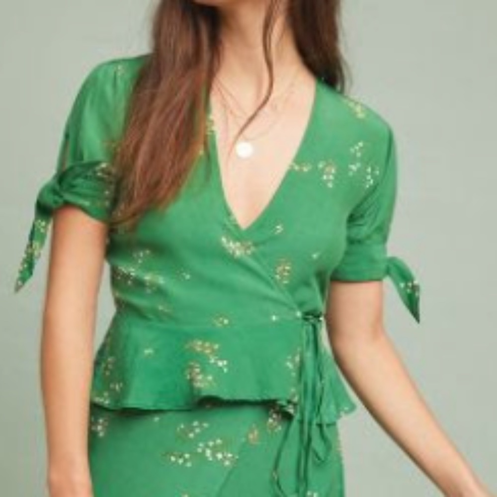 FAITHFULL LUCY FLORAL-WRAP BLOUSE